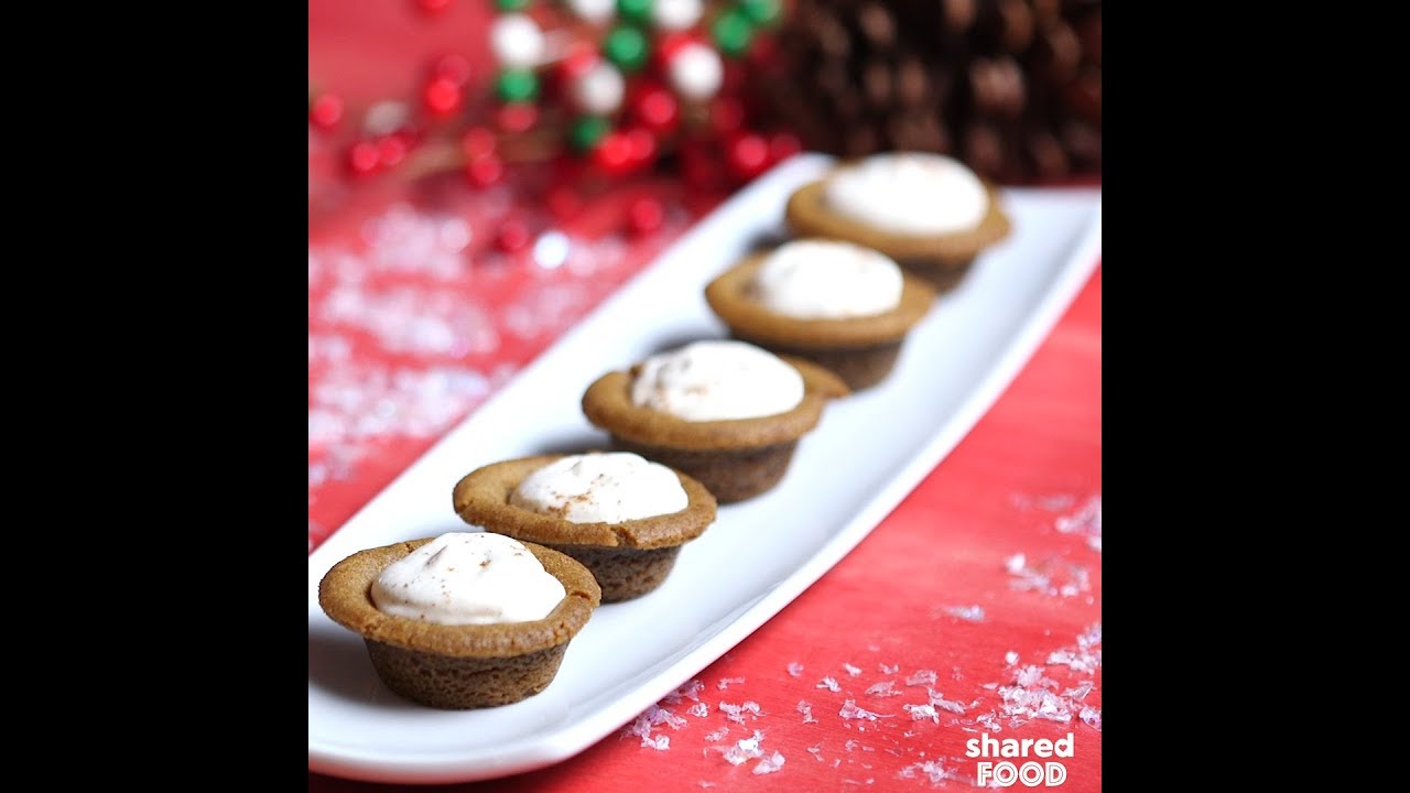 Gingerbread Cookie Cups with Eggnog Liqueur Ganache - The