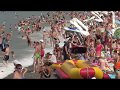 Сочи Лазаревское Тысячи Отдыхающих На Пляже Пик Сезона(4К полный экран)