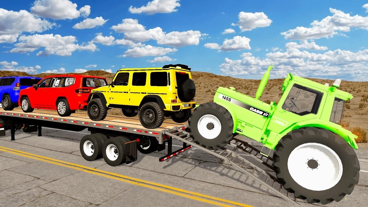 Flatbed Truck McQueen | Transportation with Truck - Pothole vs Car #09 | BeamNG.Drive Gameplay