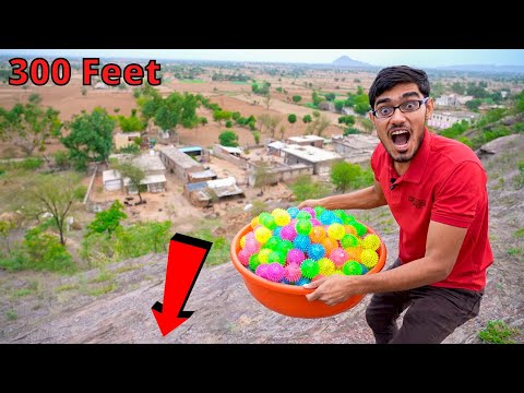 Dropping 300 Disco Light Balls From Mountain | लाइट वाली 300 बॉल को पहाड़ से गिराया- रात में | WOW