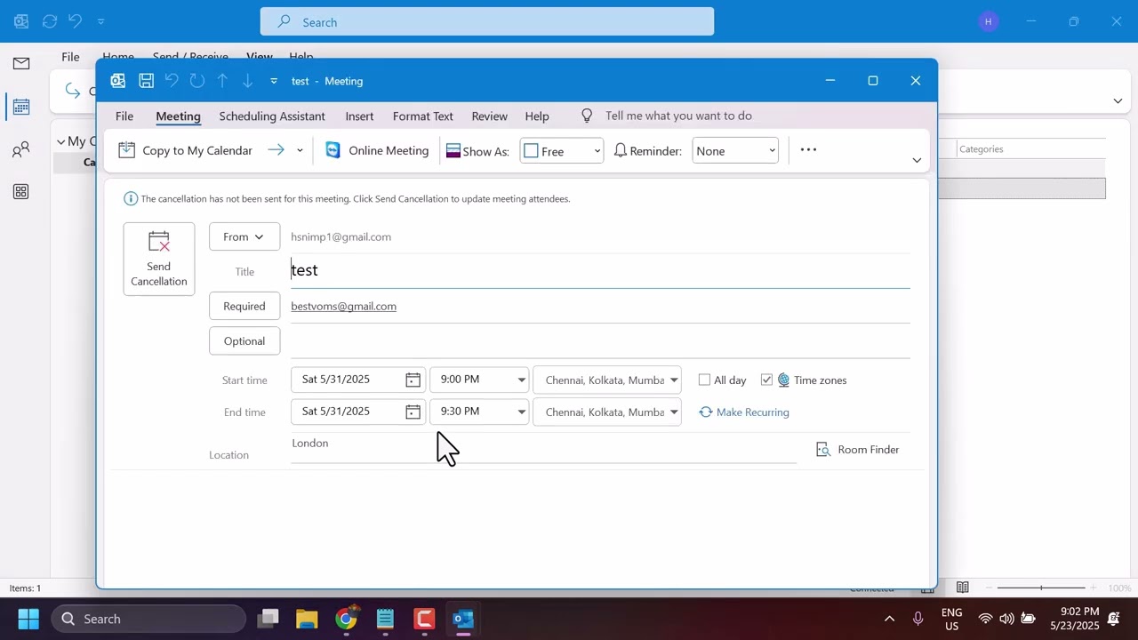 How to cancel meeting in Outlook without sending notification