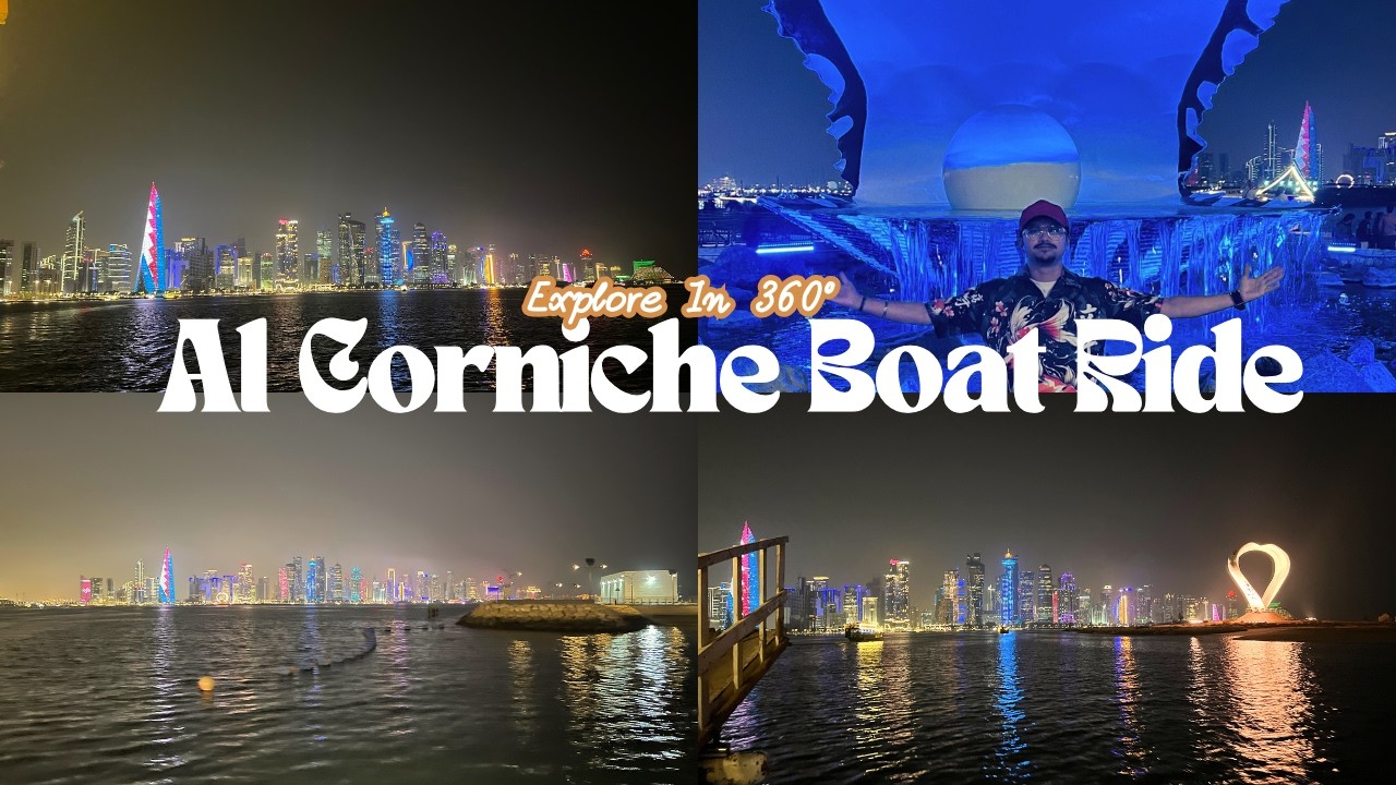 🌊🌙 Doha Corniche 360° Night Boat Ride 🇶🇦✨ | Souq Waqif to Sea Shore 360° Experience 🚤🏙️ | QATAR