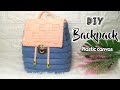 Diy tshirt yarn backpack  plastic canvas ribbon bag