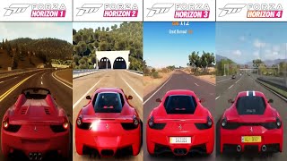 Today i am comparing ferrari 458 from fh4 with older versions of forza
horizon games, have graphics changed a lot? the sound cars got worse
or be...