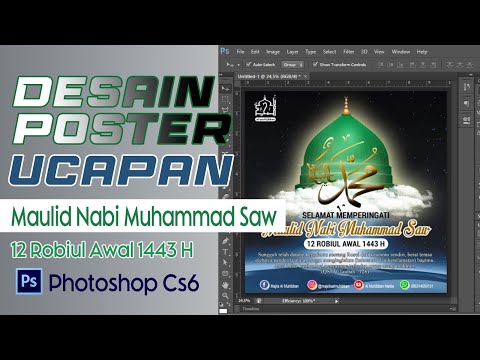 Desain Poster Ucapan Maulid Nabi Muhammad Saw 1443 H II Photoshop CS6
