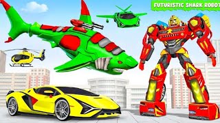 Flying Shark Robot Car Transform Game - Shark Robot Game | Android iOS Gameplay screenshot 2