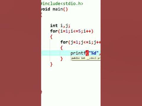 number pattern in c using for loop | ms coder - YouTube