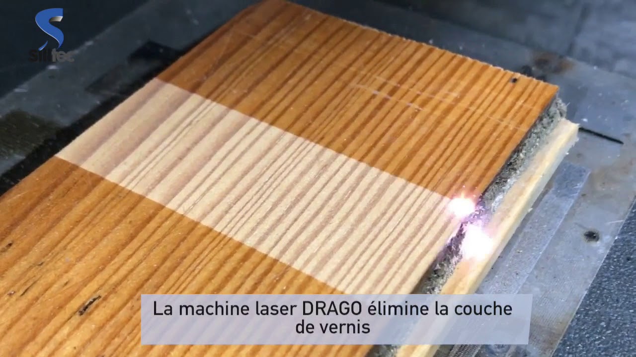 Laser stripping on varnished wood with DRAGO machine 