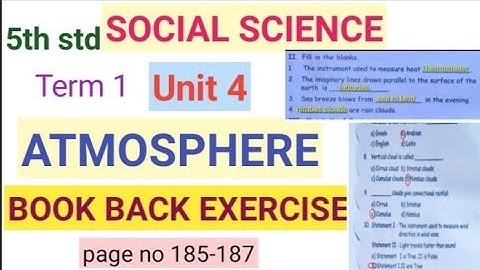 5th std |Social Science| Term1 unit 4|Atmosphere|Evaluation| Book back exercise| page no 185-187