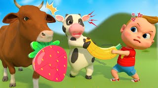 Assemble Giant Fruits  The Names Of Various Fruits With Fun Dairy Cow | Boo Kids Cartoon