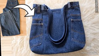 Jeans recycle bag tutorial/ Handbag from old jeans