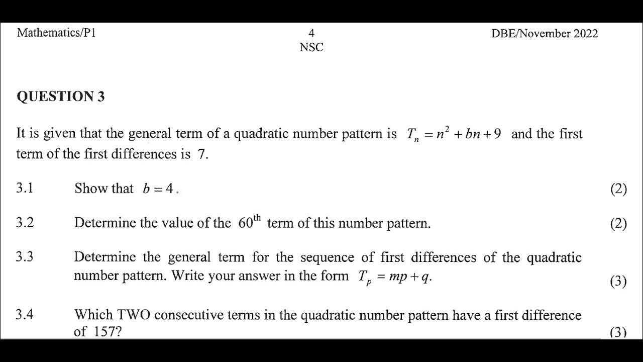 Grade 12 mathematics p1 number patterns question 3 november 2022