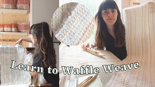 HOW TO WAFFLE WEAVE | BEGINNERS WEAVING TUTORIAL | TABLE LOOM WEAVING ON 6 SHAFTS