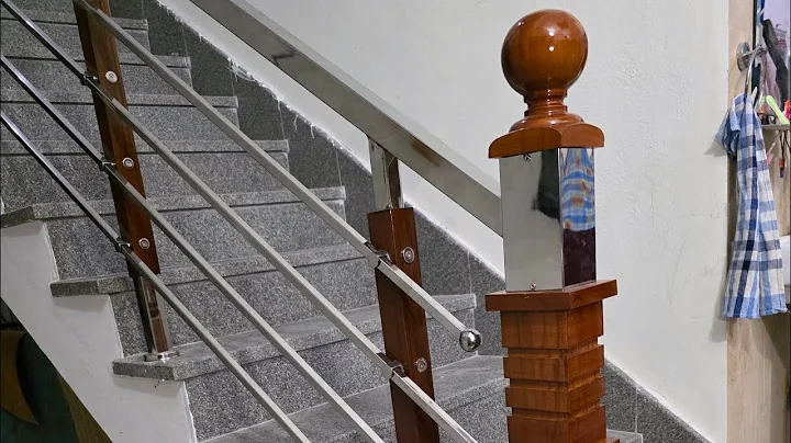 Stainless steel square pipe and wooden  railing design full installation video #youtube #akibsaifi