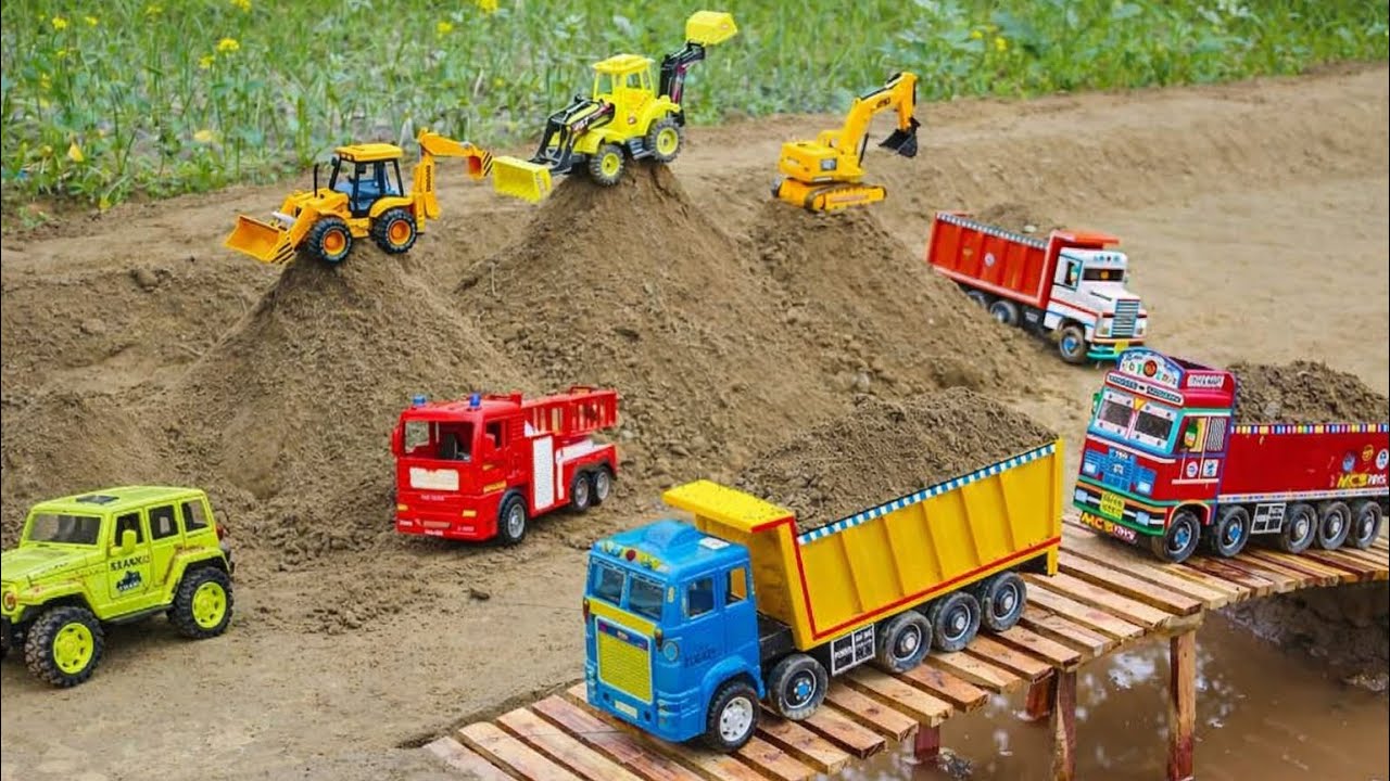 Tata Dumper Truck, Mahindra Tractor and Dumper Loaded by JCB 3DX | Truck Loading / YTB TOY