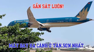 Máy bay đổi đầu cất hạ cánh ở sân bay Tân Sơn Nhất - quay từ quán cafe ngắm máy bay mới.