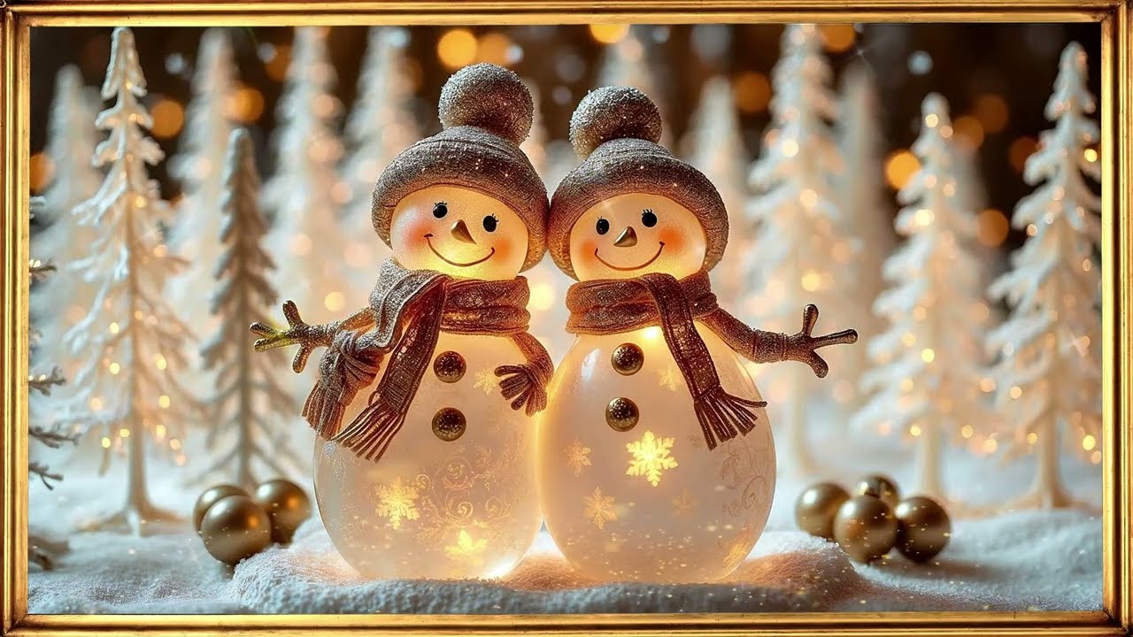 Happy New Year | Sparkling Snowman Screensaver | Holiday Music | TV Art Wallpaper Slideshow 