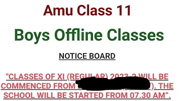 Amu Class 11 Boys Offline Class Notice 2023 | Amu Class 11 Offline Class start 2023-24| Notice Boys