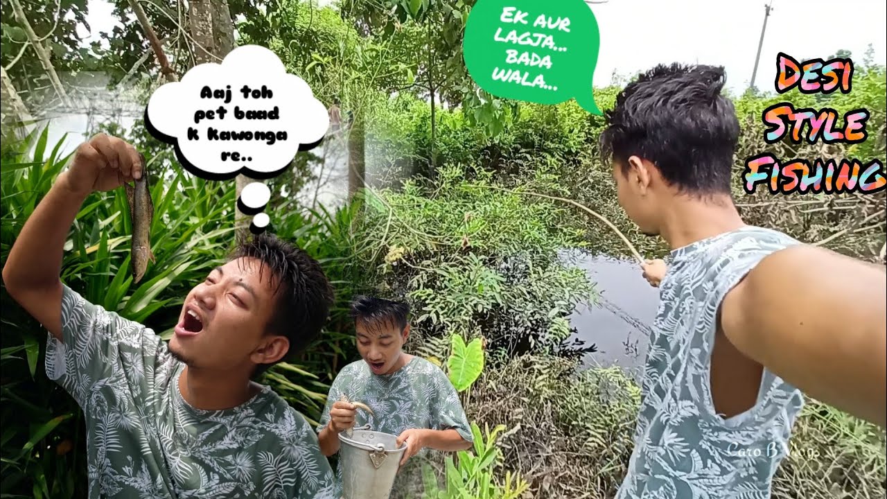 New Desi Style Fishing Village Boy Catching Fish without Hook