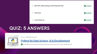 Python for Data Science, AI & Development IBM Skills Network | Week 5 Quiz answer | Coursera