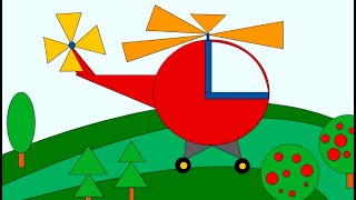Мультик для малышей про геометрические фигуры. Собираем вертолет и воздушный шар