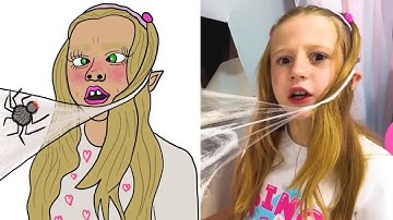 Nastya and Dad Found a Secret Room | Funny Drawing Cartoon Meme