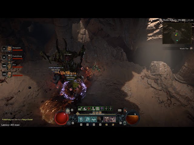 Diablo 4 - One Shotting Duriel in a full party (Deathblow Barb, S2)