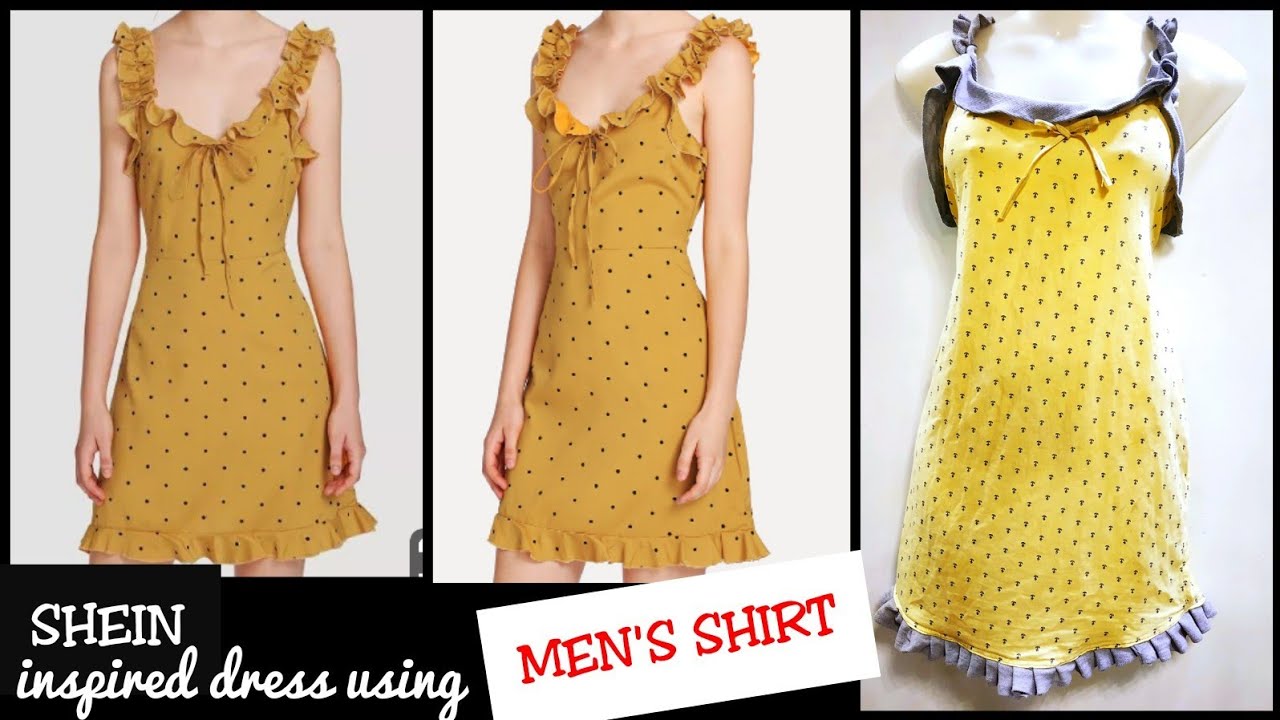 DIY Recycle/Reuse Mens shirt Into Beautiful Dress in 5 minutes YouTube