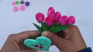 DIY🥰💕 Mini Flower Port 💐😱 weast pistachio shells tulip 🌷