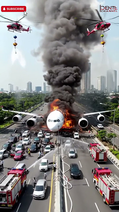 Pesawat Terbakar di Jalan Tol! Mobil & Helikopter Pemadam Dikerahkan
