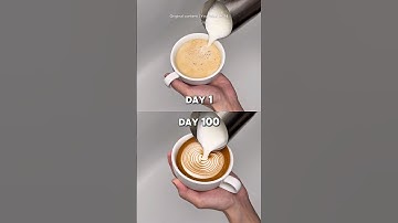 14-Second Latte Art Battle: Day 1 vs. Day 100 #latteart #latte