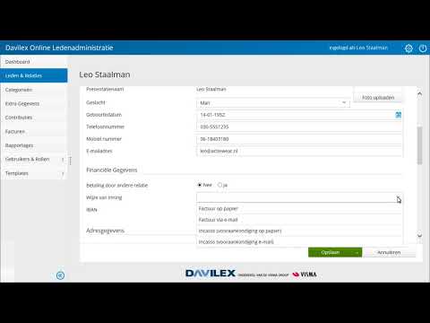 Davilex Online Ledenadministratie - Invoeren van leden