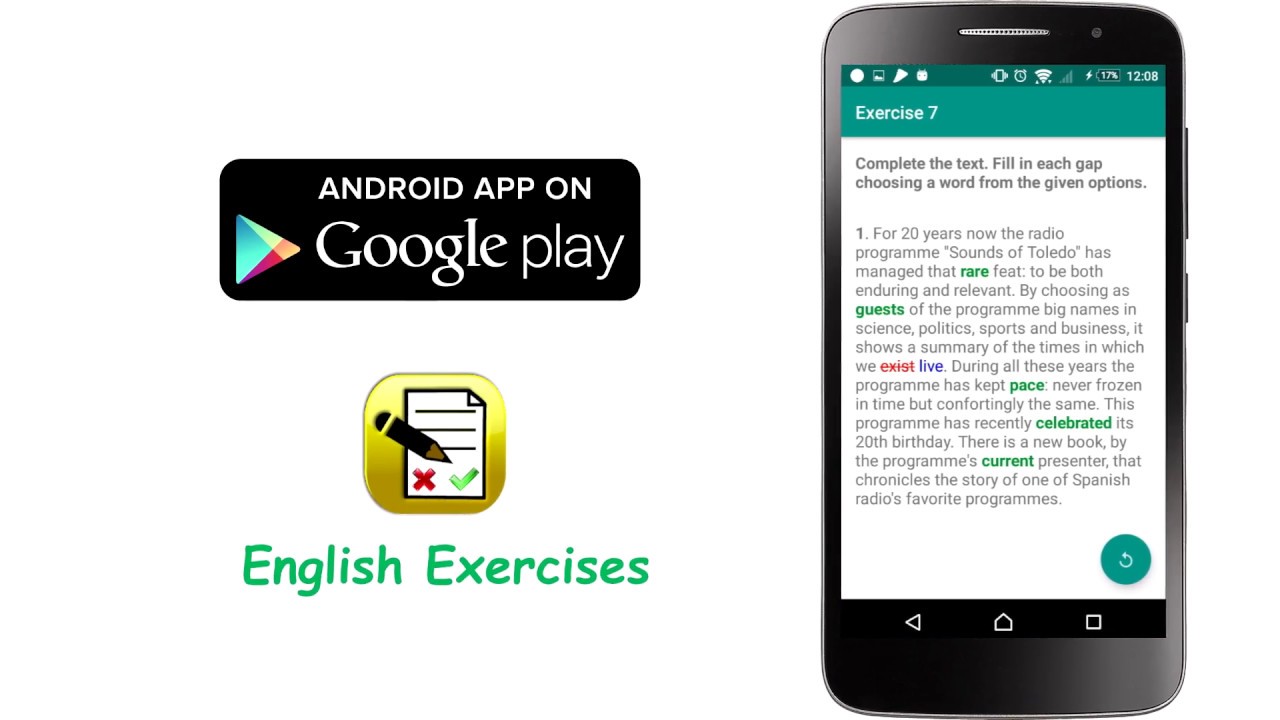 English Exercises Android Application YouTube English exercises android application youtube