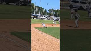 HE STILL GOT THE OUT 😭⚾ #baseball #youthbaseball #baseballshorts #shorts