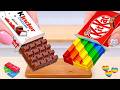 How to Make Rainbow Cake Recipe With Chocolate 🌈 Amazing Chocolate Colorful KitKat & Kinder Cake
