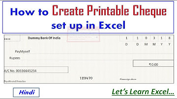 | How to create Printable Cheque set up in Excel | by Let