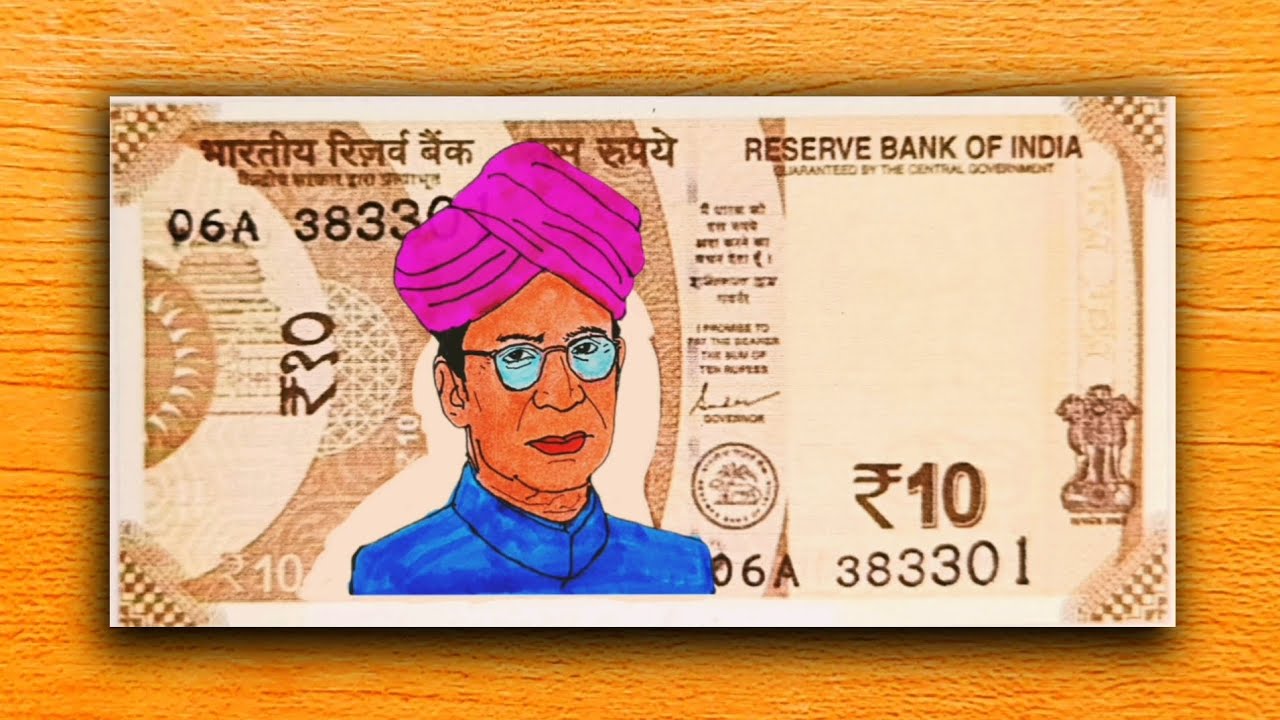 ₹10 Note Drawing | Creative Art of Dr. Sarvepalli Radhakrishnan on ...