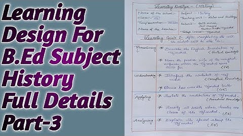 Learning Design For B.Ed Subject History (English Version)Full Details Part-3 एक ही बार में ही सीखे🔥