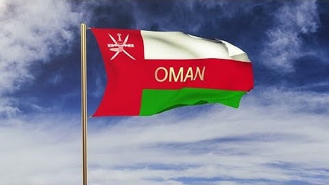 4K Oman flag with title waving in the wind. Looping sun rises style. Animation loop Stock video
