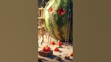 Tiny workers carve giant watermellon