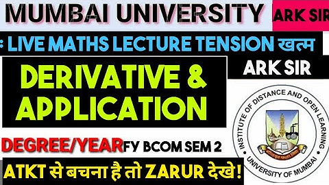 Fybcom sem 2 maths Derivatives & its Application 20 marks Maths& stats  University paper Solution