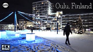 Christmas Walk in Oulu City Center ☃ Chilly Winter afternoon in Northern Finland's biggest city