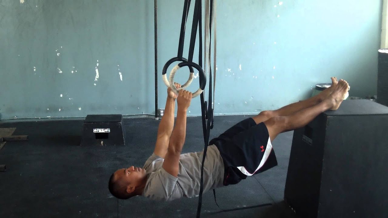 Elevated Feet Ring Row | Exercise.com