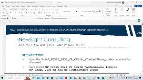 Excel Modules 5-8 SAM Capstone Project 1a | NewSight Consulting | NP_EX19_CS5-8a