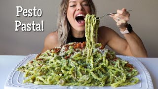 Kale + Carrot Top Pesto Pasta MUKBANG w/ Roasted Turkey + Crispy Turkey Skin Crumbles!