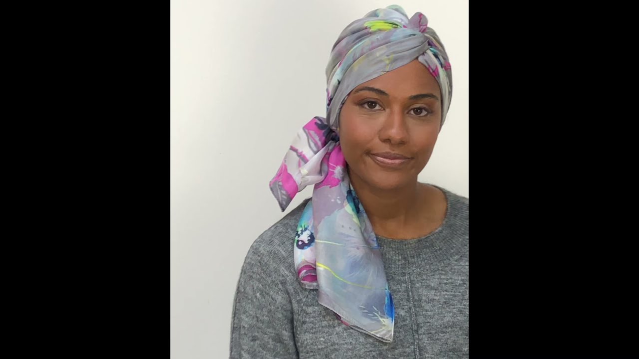 Colourful Silk Print Head Wrap For Hair Loss