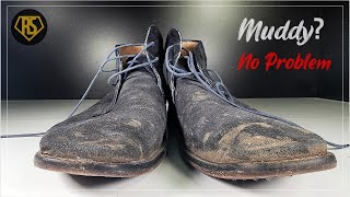 🎧ASMRㅣ5 Easy Steps to Clean MUDDY Suede Shoes ㅣ4K 🧽