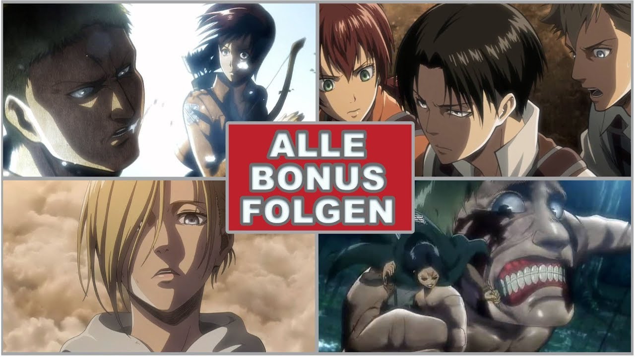Wie Viele Folgen Hat Attack On Titan Staffel 2 Alle 8 „BONUS-Folgen/OVA-Folgen“ zu Attack on Titan aufgelistet