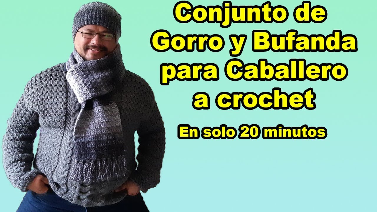 gorro a crochet para hombre - tejido - ganchillo - conjunto de bufanda y gorro manualidades de animales