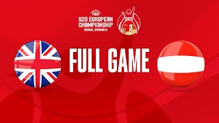 Great Britain v Austria | Full Basketball Game |FIBA U20 European Championship 2023